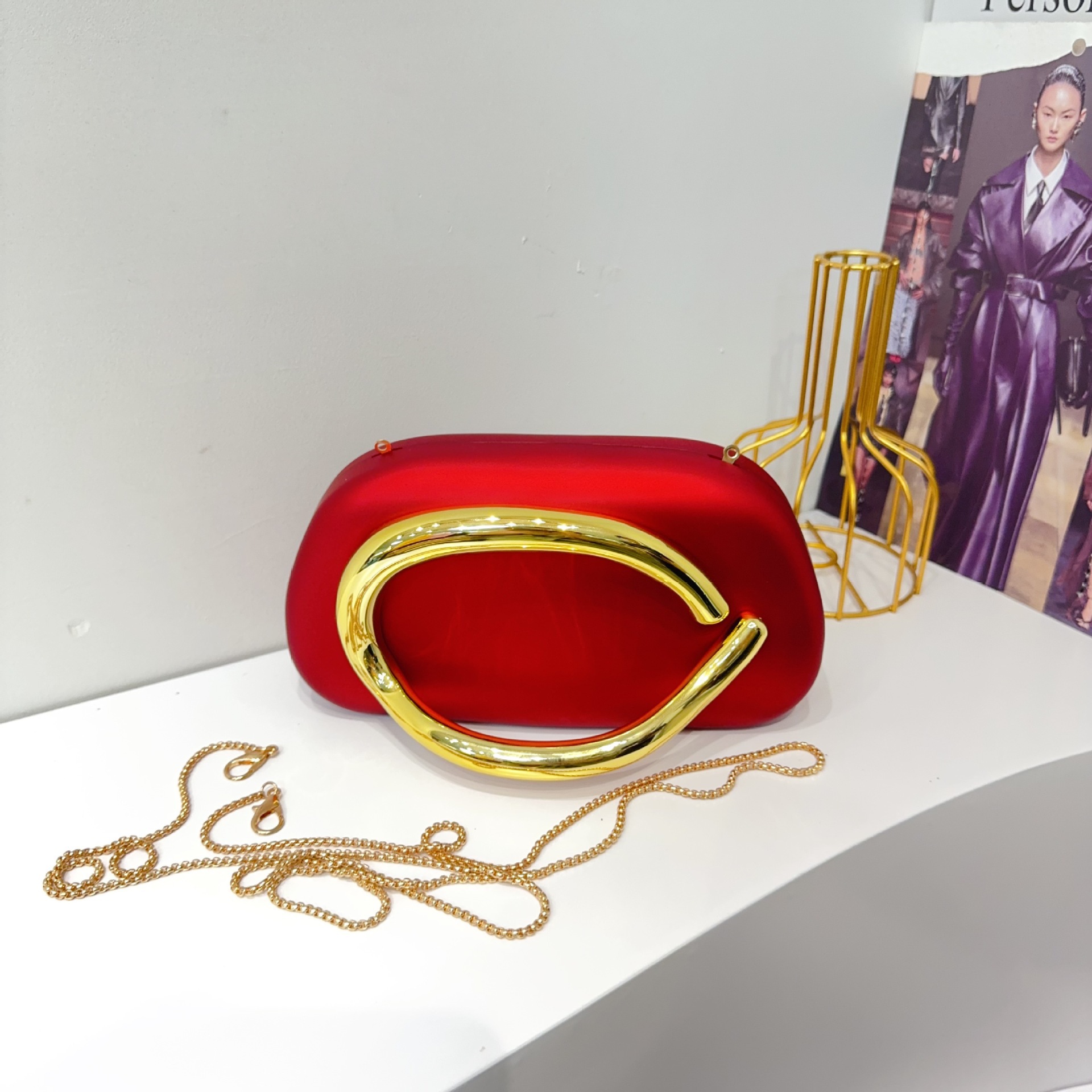 Cross-Border New Single Shoulder Crossbody Women's Clutch Bag Luxury Evening Bag Acrylic Bag With Metal Handle - Thumbnail 6