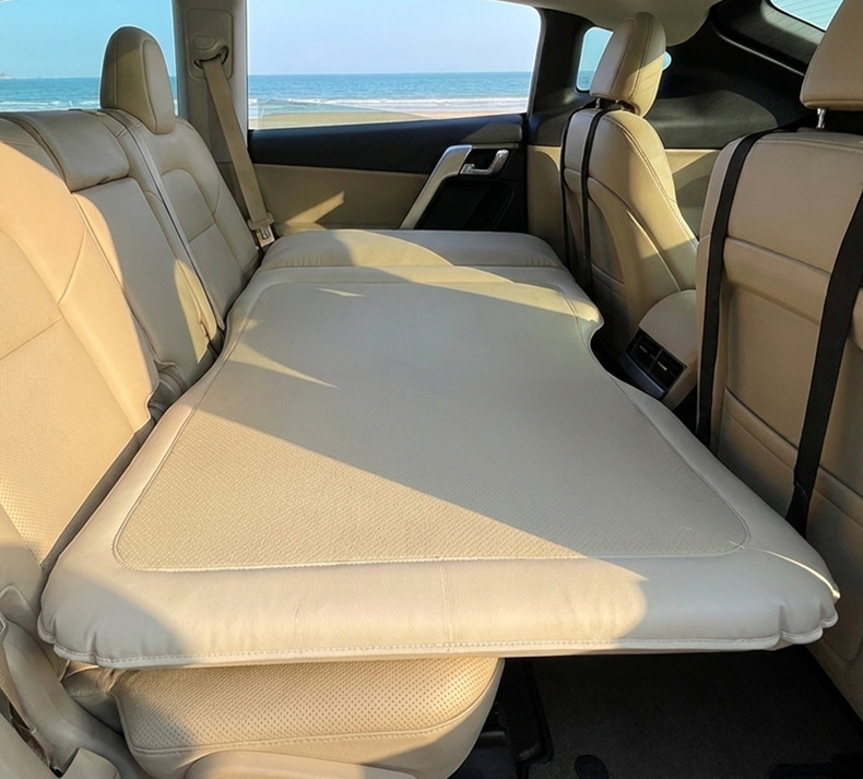 Brushed fabric car automatic inflatable mattress, car rear seat sleeping pad, foldable car travel bed, SUV sedan back seat