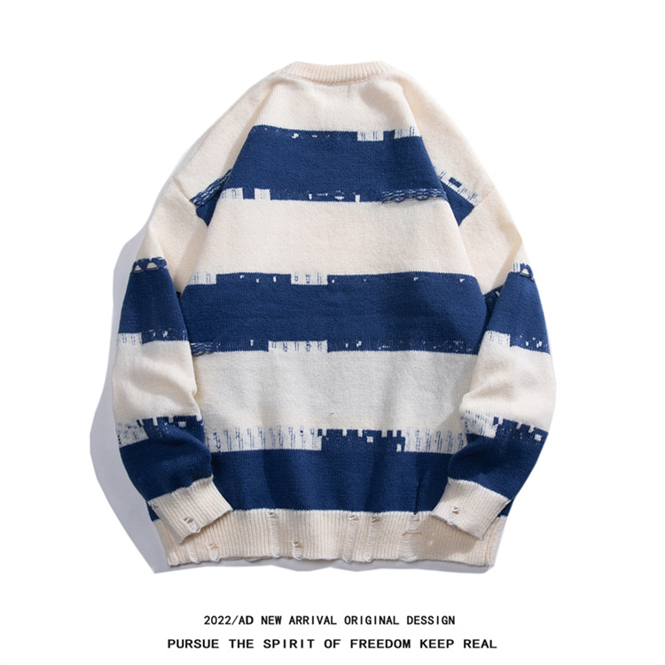 Men's Clothing Men's Oversized Knit Sweater - Trendy Unisex Casual Pullover With Stylish Jacquard Design, Comfortable Loose Fit For Autumn & Winter​_viptrois.com