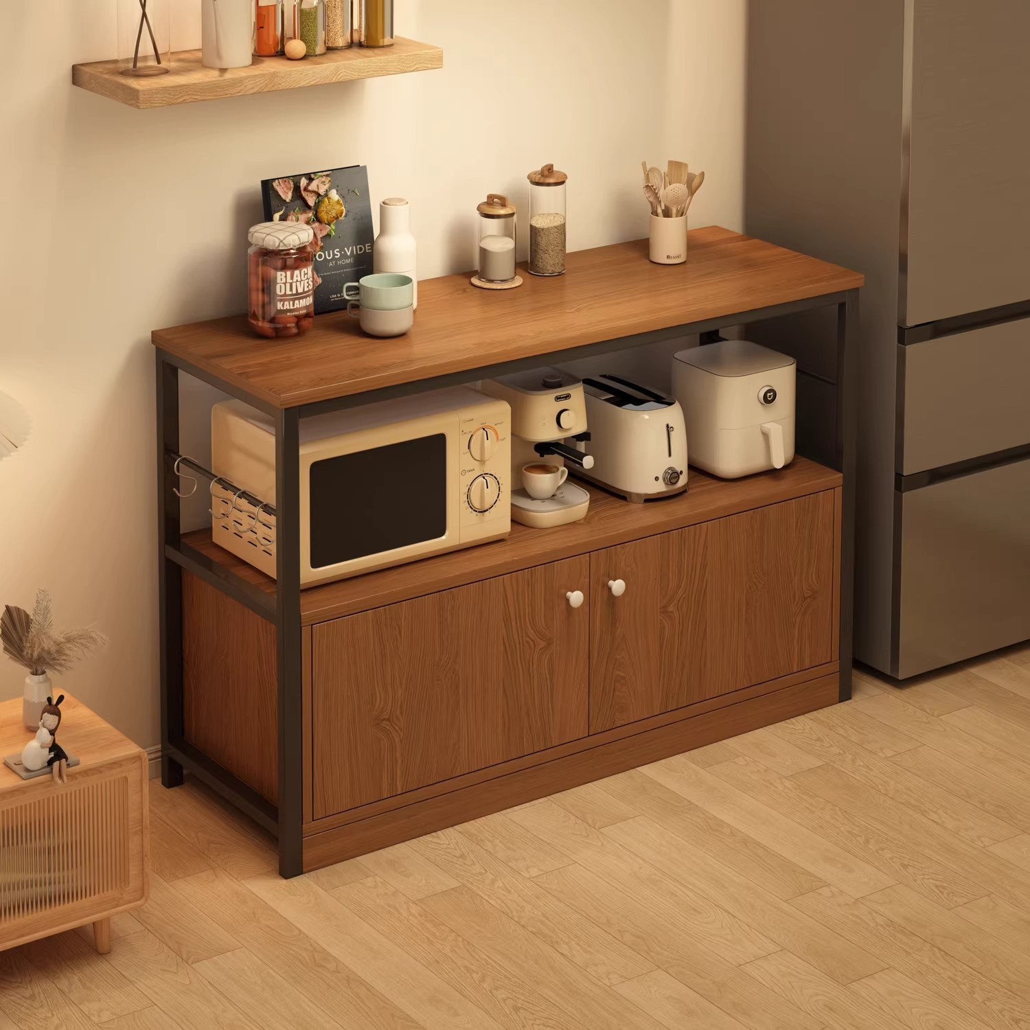 Gabinete de comedor, armario de estilo medieval, armario de sala de estar, armario de cocina, armario de piso contra la pared, armario de almacenamiento integrado, armario de té