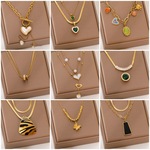 【钛钢】轻奢钛钢项链不掉色吊坠时尚设计感镀金不锈钢锁骨链批发