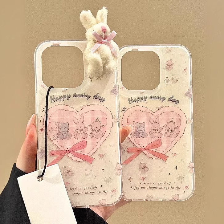ins芭蕾风粉碎花兔子适用iPhone15Promax苹果手机壳少女16新款13