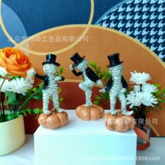 跨境新款万圣节木乃伊树脂摆件装饰道具圣诞节礼物树脂工艺品摆件