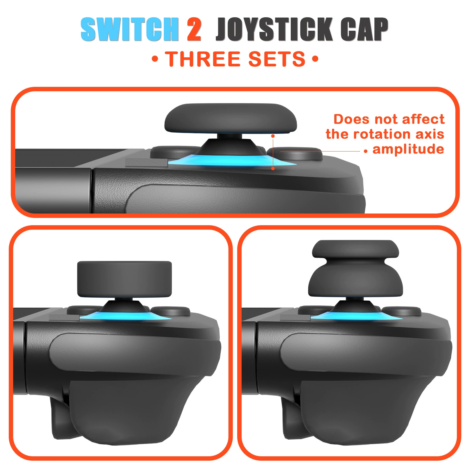 Крышка-накладка на джойкон Nintendo Switch 2, силиконовая защитная крышка Switch 2, крышка для кнопок 3D, поднимающая высоту, 6 шт.