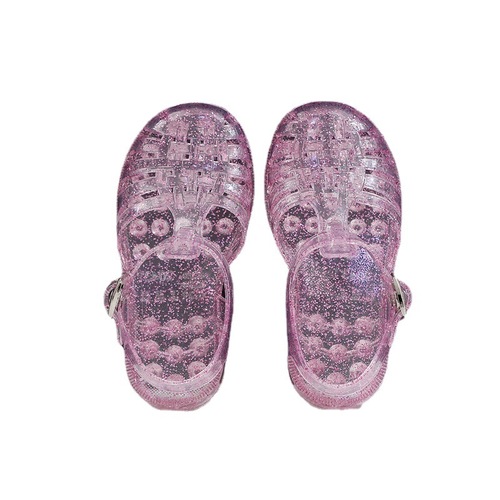 Children's Summer Outdoor Water Crystal Bird's Nest Shoes with Holes Breathable Baby Hole Shoes with Buckle for Middle and Large Girls