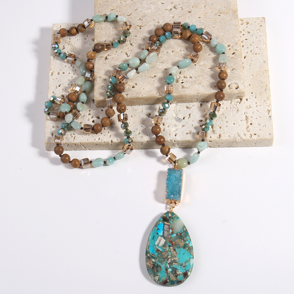 75g Weight Semi-precious stone, Natural Stone Pendant Material Sweater Chain Classification Semi-precious stone, Natural Stone Chain Material 1 Piece Quantity Daily Occasion Semi-precious stone, natural stone Material Water Droplets Pattern Unisex Gender Beaded Design Bohemian Style Bohemian Water Droplets Semi-precious Stone Natural Stone Sweater Chain In Bulk Natural Stone Necklace 9