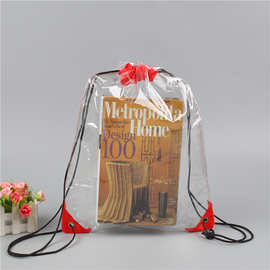 PVC透明抽绳背袋PVC手提袋双肩透明袋收纳袋包PVC户外束口袋定 制