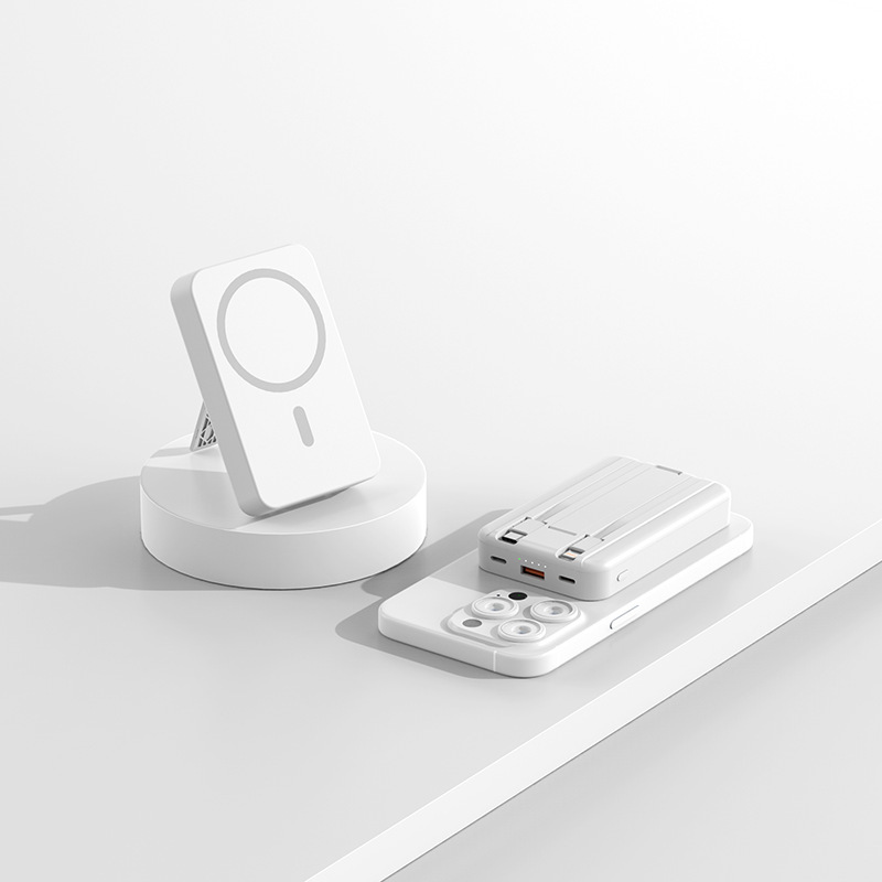 卸売クロスボーダー小型ポータブル磁気ワイヤレス高速充電パワーバンクには、カスタマイズされたロゴ付きのケーブルホルダーモバイル電源が付属しています|undefined
