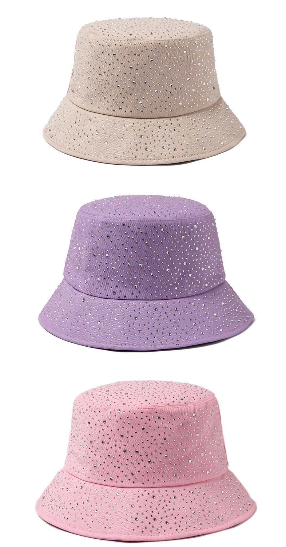 Women's Punk Round Dots Rhinestone Flat Eaves Bucket Hat display picture 2