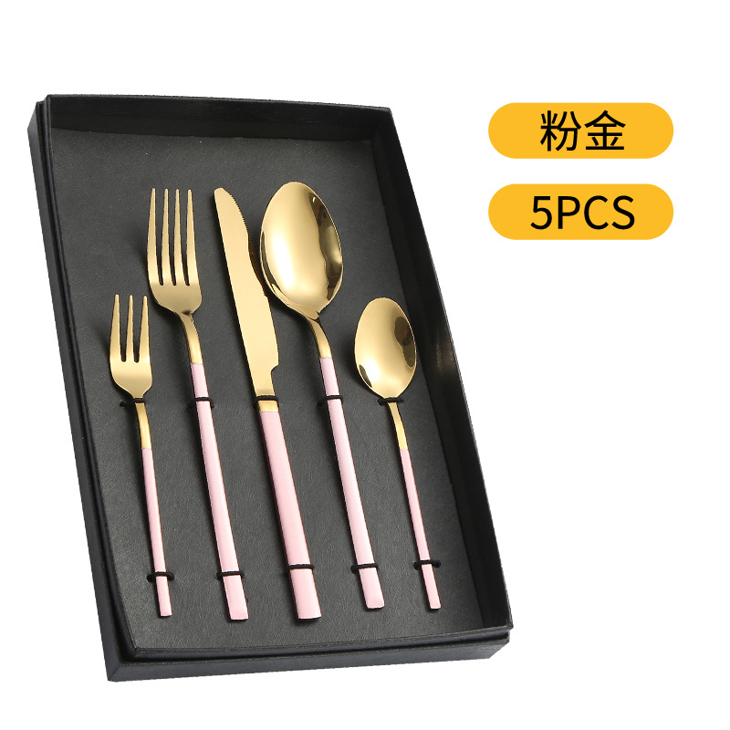 Amazon suministro de vajilla de acero inoxidable 4/5 piezas traje Caballero cuatro piezas principales transfronterizas caja de regalo cuchillo, tenedor y cuchara traje