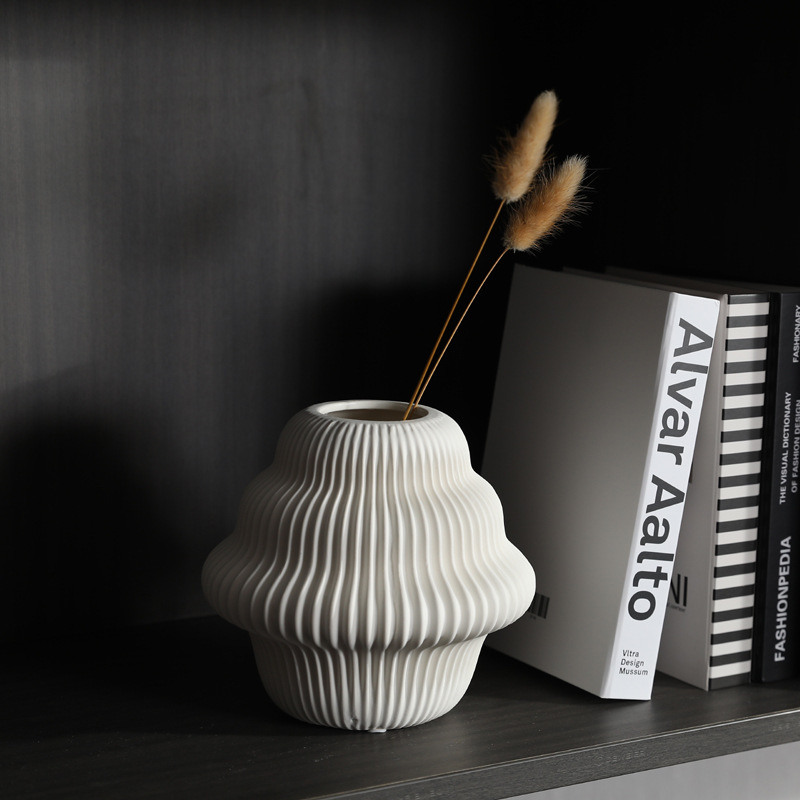 Nórdico ins estilo florero de Cerámica Blanca Flor seca arreglo arte salón mesa comedor decoración del hogar al por mayor