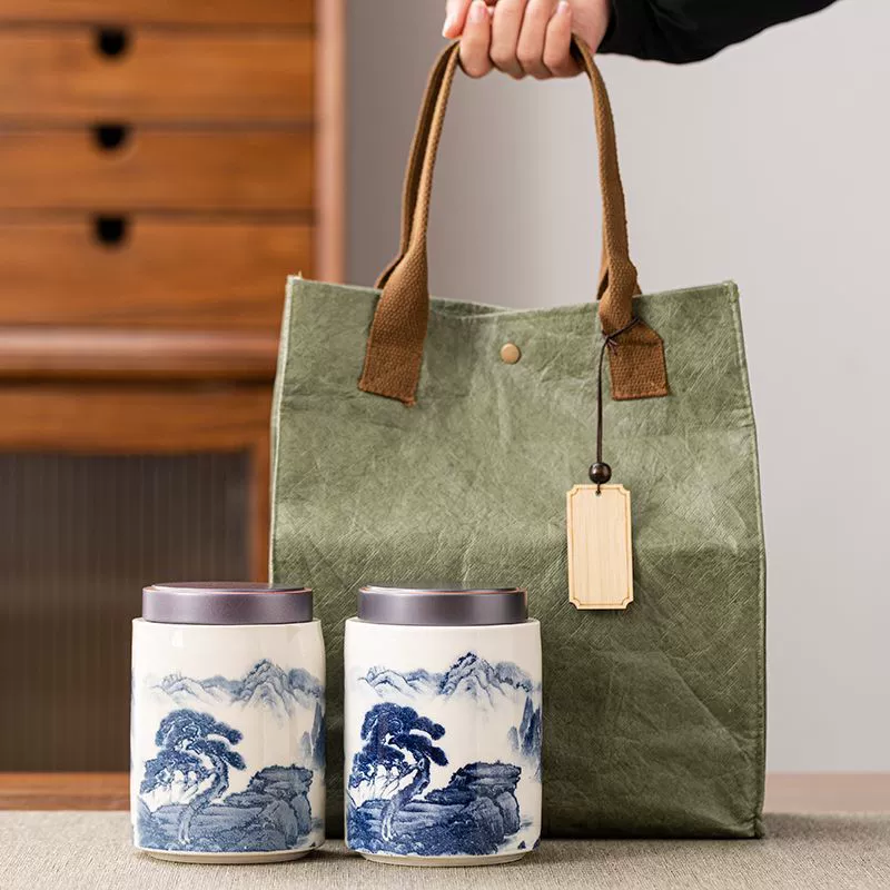 Керамическая банка для хранения чая, подарочная коробка, пустая коробка, изысканный тканевый мешочек, упаковочная коробка, пустая подарочная коробка, универсальный красный, зеленый и белый чай Пуэр