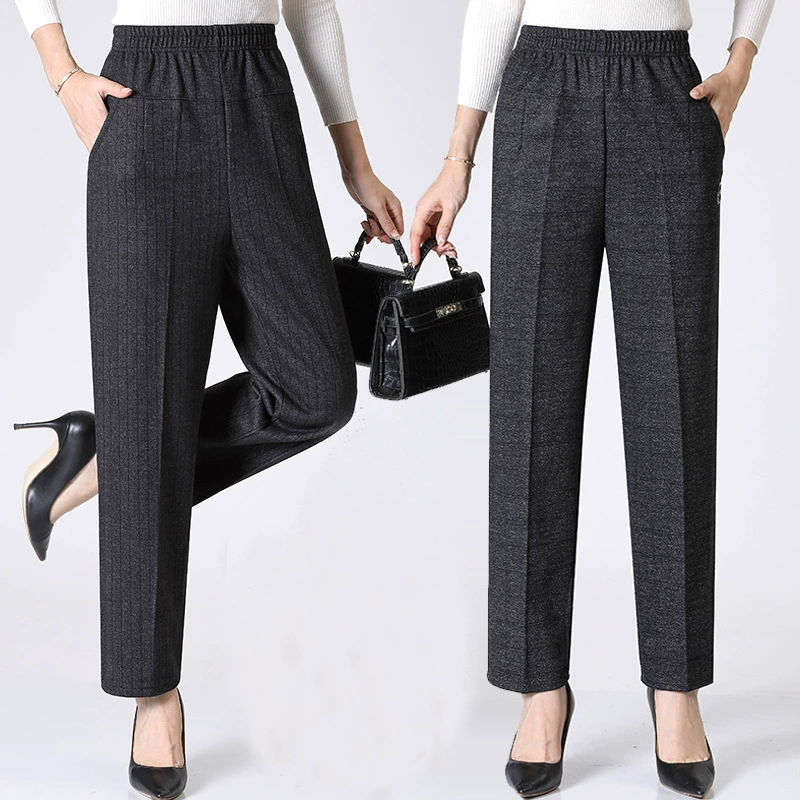 Брюки весенне-осенние мамы свободные большие размеры среднего и пожилого возраста женские брюки бабушкины весенние брюки с высокой талией повседневные брюки надеть прямые брюки