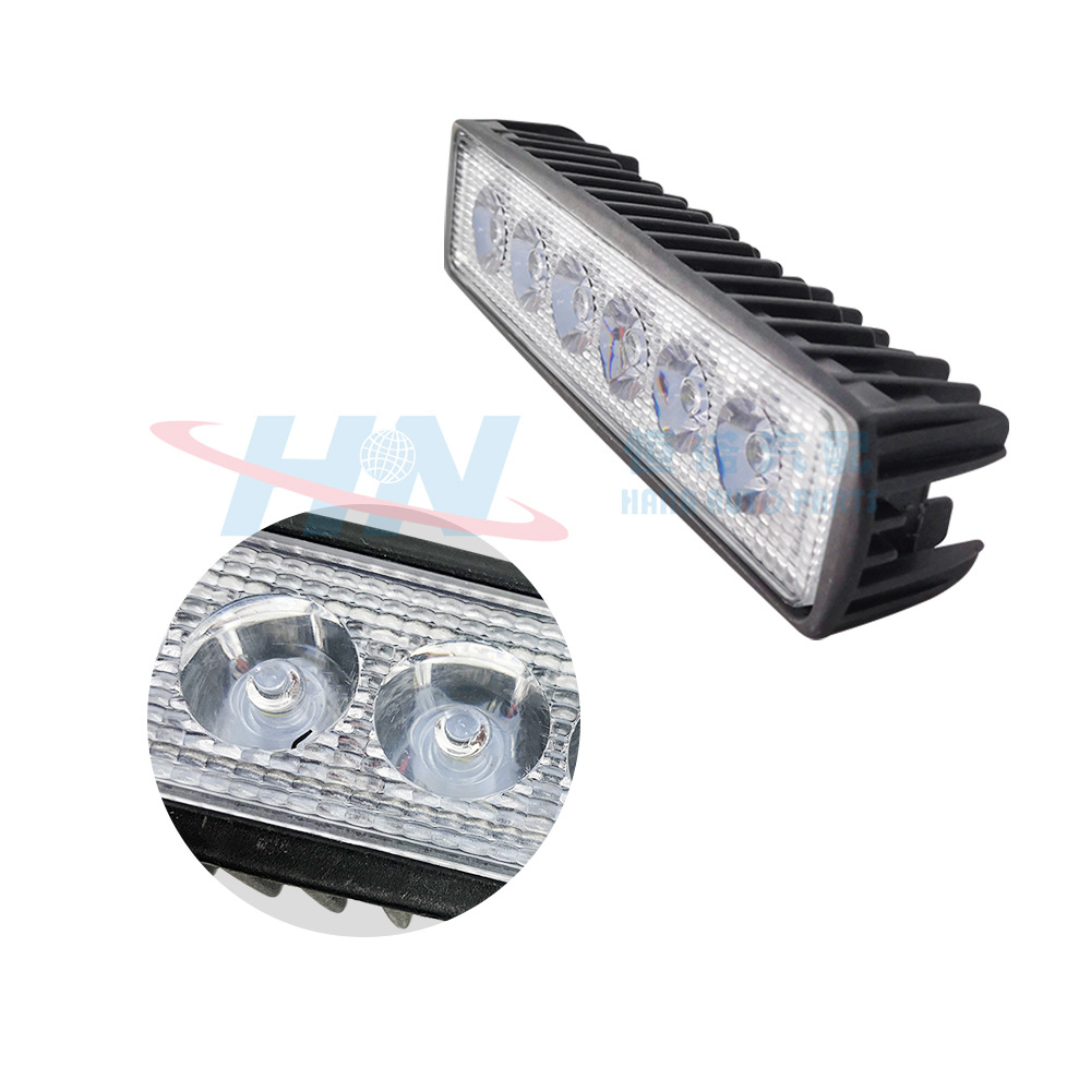 Gran presión coche LED faro sola fila 18W 6 cuentas largo brillante y intermitente luz de trabajo luz modificada