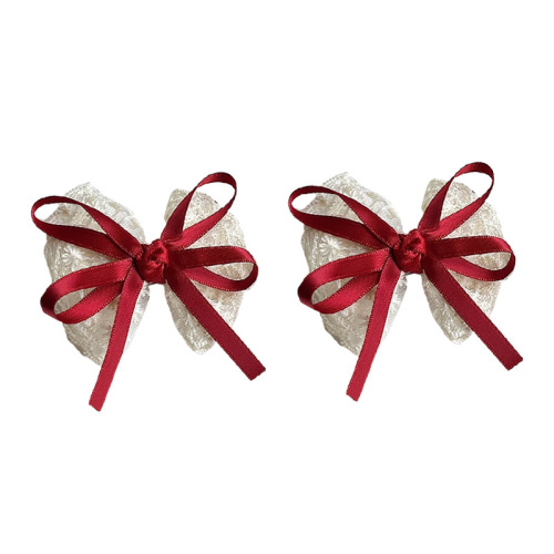 Lace Bowknot Elegance Ruffles Butterfly Hairpin Lolita Girl Heart Bangs Side Hair Clip Headpiece Women