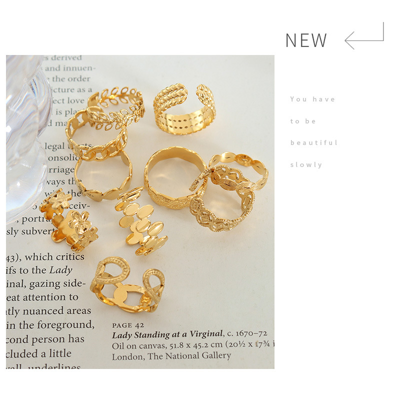 Women'S Gender Wholesale Jewelry Fashion Geometric 304 Stainless Steel 18K Gold Plated Open Ring