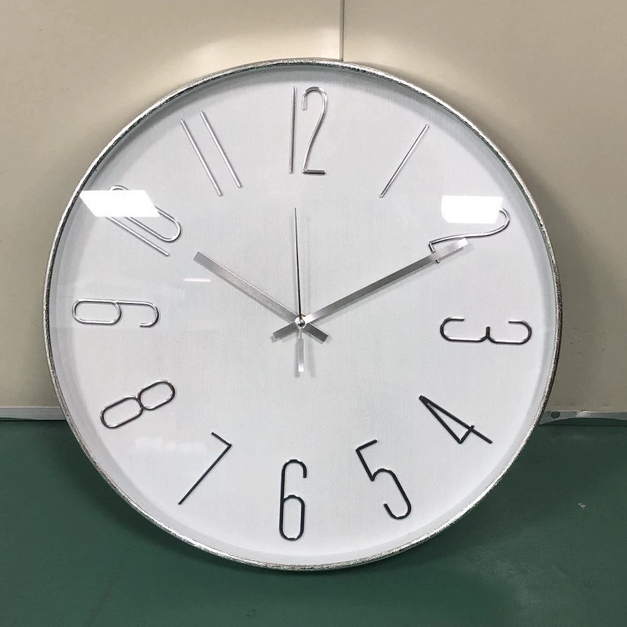 20inch комнатные гальванические серебряные роскошные настенные часы в серебряной рамке, настенные часы для гостиной, электронные настенные часы