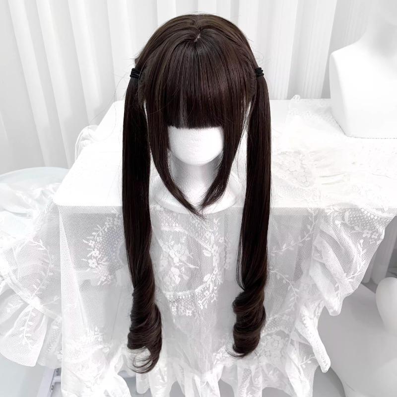 Uzun Lolita Peruk 75cm Kaküllü Roman Curl, Uzatılmış Uzunlukta Tam Baş Kostüm