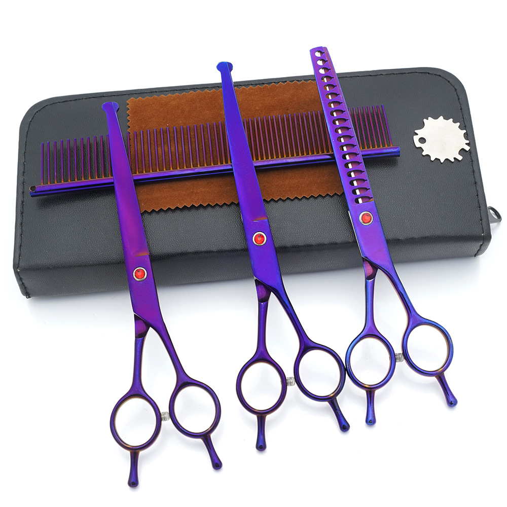 Ventas directas de fábrica para mascotas de acero inoxidable de 7 pulgadas tijeras de aseo para mascotas tijeras de corte de pelo para perros tijeras finas de espina de pescado