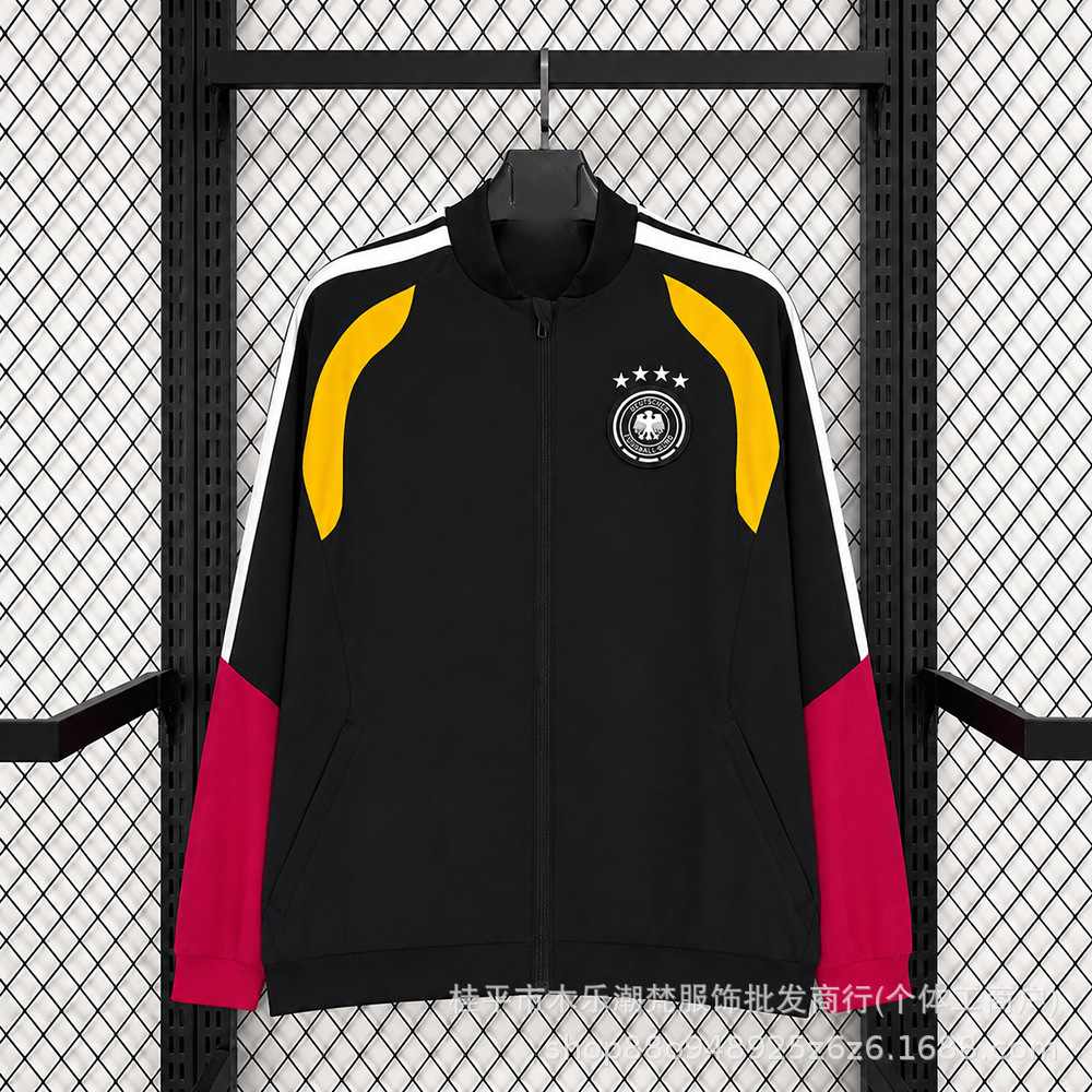 Football jacket, double-layer German team training jacket, embroidered sports casual warm-up and performance jacket, cross-border wholesale