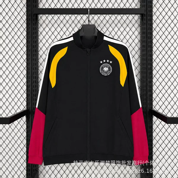 Football jacket, double-layer German team training jacket, embroidered sports casual warm-up and performance jacket, cross-border wholesale