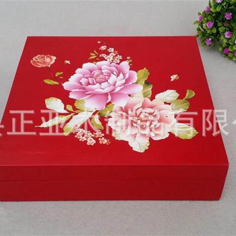 【礼品】厂家供应礼品包装盒 松木上漆礼品盒 牡丹木盒 首饰盒