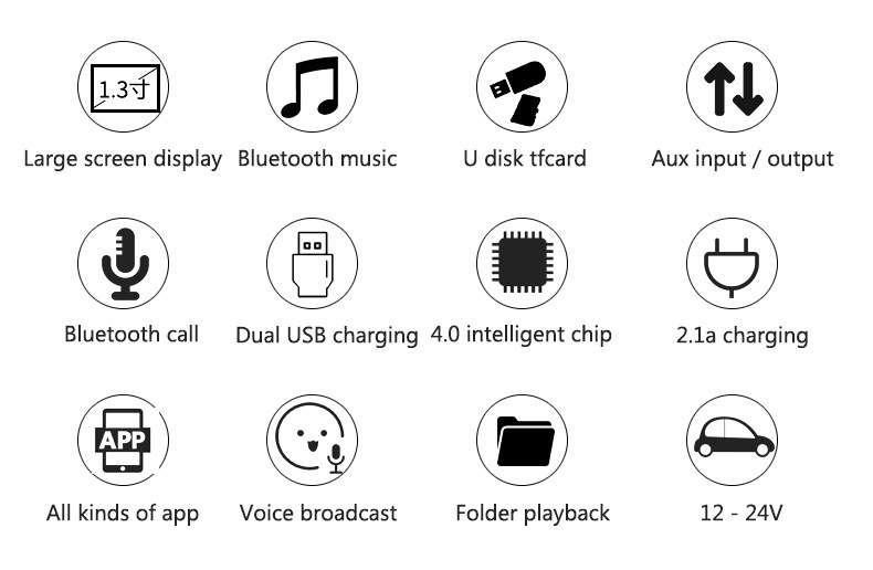 Car Mp3 Player Card Aux Bluetooth Receiver Multi-Function Car U Disk Music Player Hands-Free Call