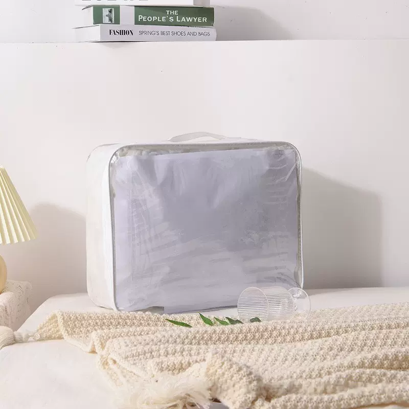 旅行收纳透明无纺布手提包装袋 家纺被子毛毯钢丝包棉被包
