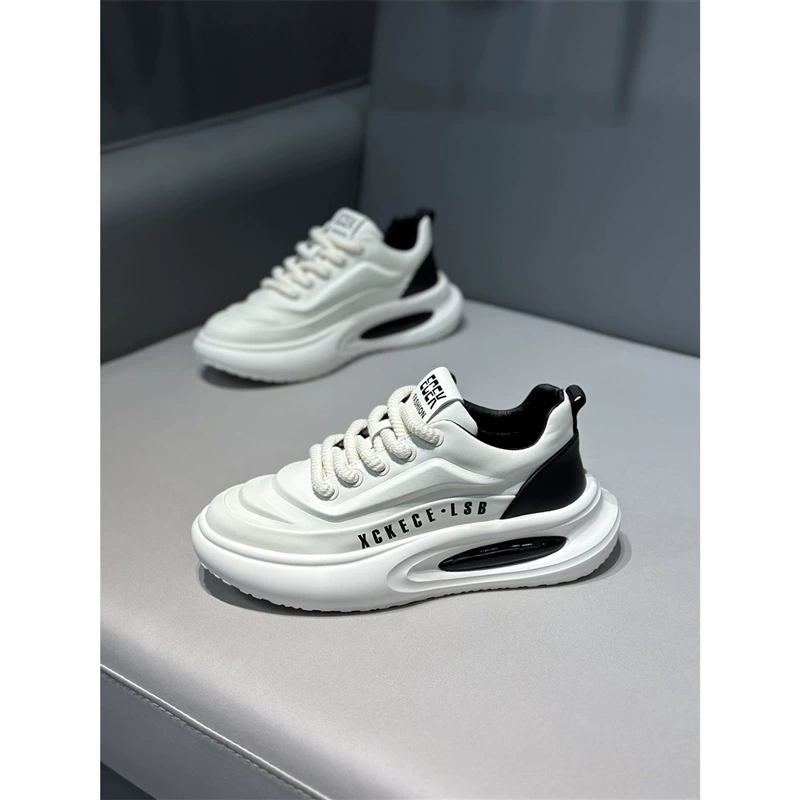 Осенние новые кожаные низкие кеды на толстой подошве с воздушной подушкой, легкие, повседневные, удобные, дышащие мужские кеды.