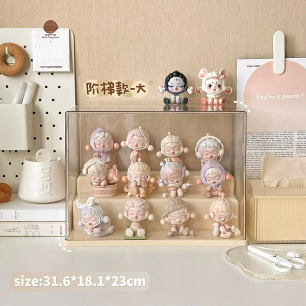 Transparent [dust-proof/large/three-story staircase] figure box