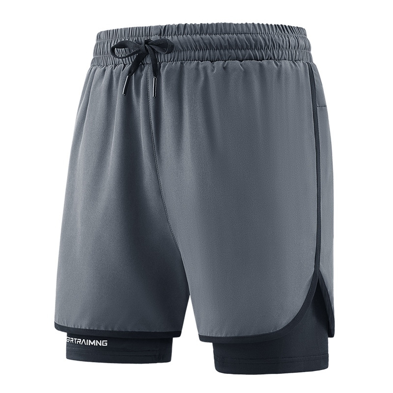 Pantalones cortos deportivos de secado rápido para hombres de verano pista y campo maratón correr pantalones de acondicionamiento físico falsos dos pantalones de entrenamiento de luz