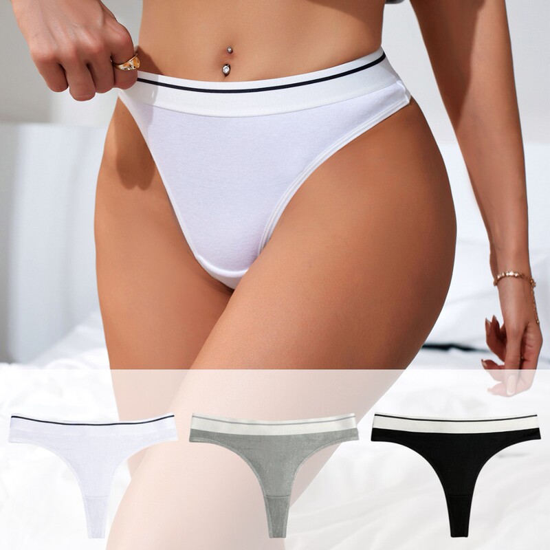 Mid-Waist One-Piece Briefs Thong Sexy Cotton Women's Underwear Elastic Large Size Pants New Manufacturer Wholesale Women