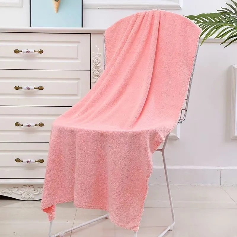 70*140 Coral Fleece Bath Towel Wrap, Cross-Border Wholesale, Thickened, Soft, Absorbent, Beauty Salon Bath Towel, Custom Logo