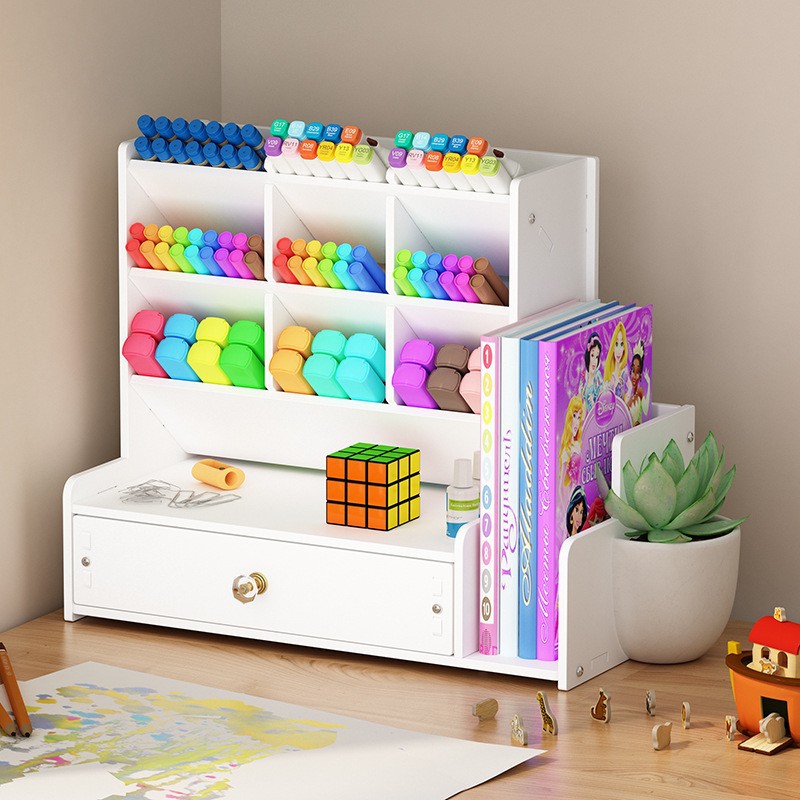 Desktop marker storage box multifunctional stationery box children student pen holder oblique insert pencil holder pencil case Wholesale