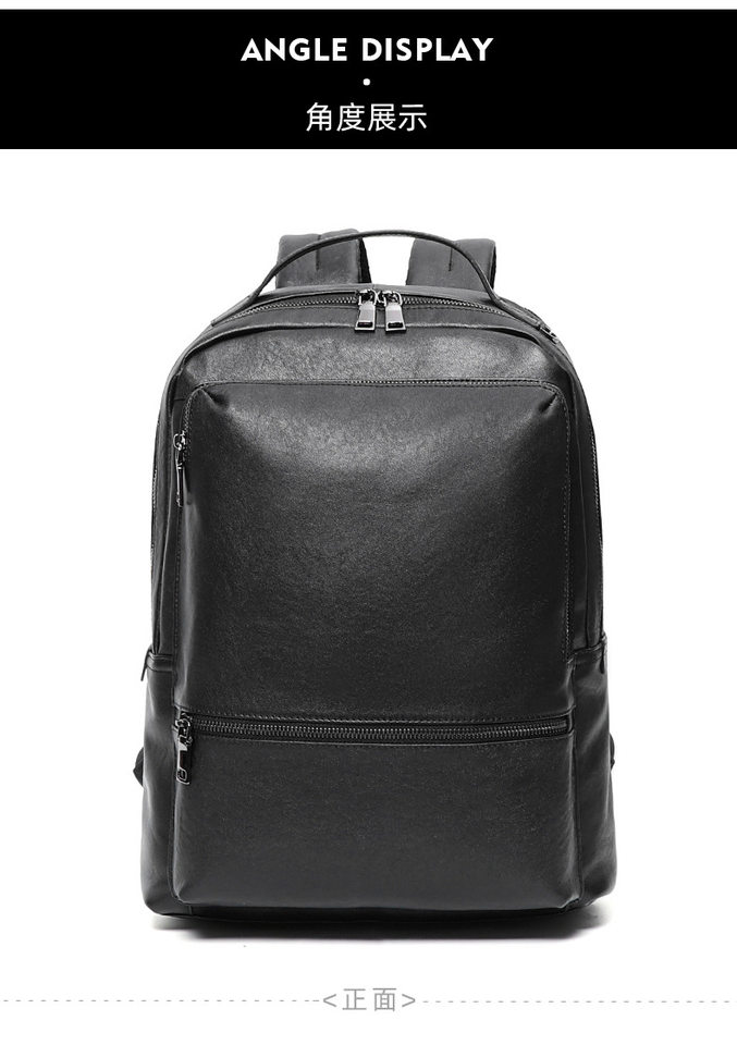 Ba lô da bò lớp đầu nam 15.6 inch công sở, ba lô laptop du lịch 32×12×42 cm — Màu đen chi tiết 12