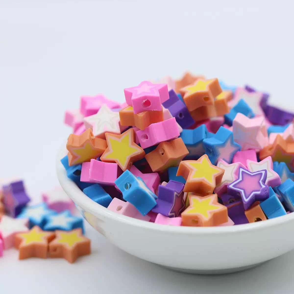 彩色软陶切片打孔diy串珠手链项链材料包笑脸猫爪软陶工艺品