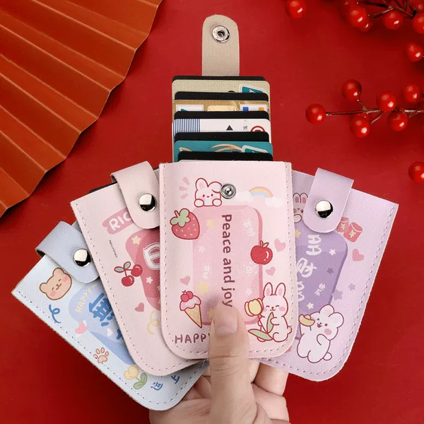 National Tide Style Pull-out Multi-Card ID Card Holder Large Capacity ID Card Cartoon Card Holder Small and Ultra-thin Card Holder
