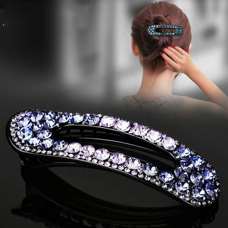 韓國ins三齒夾鴨嘴夾水鑽頭飾女優雅盤發抓夾後腦勺媽媽固定髮夾