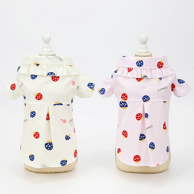 Одежда для домашних животных Одежда для щенков Тонкая одежда для домашних животных Одежда для кошек Тедди Весна-Лето 21 Рубашка с грибами