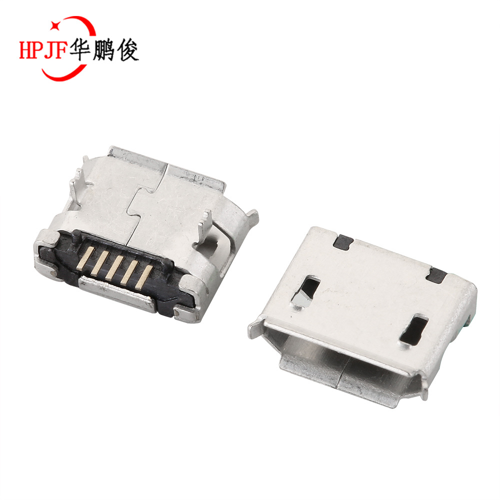 Micro USB插座MK5P母座 麦克5P脚距5.9短脚前插后贴加长针加焊脚