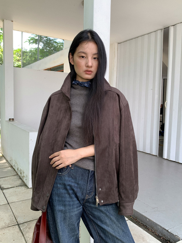 木兰 复古柔软皮衣外套女2025十三行秋季新款宽松显瘦上衣女57072|undefined