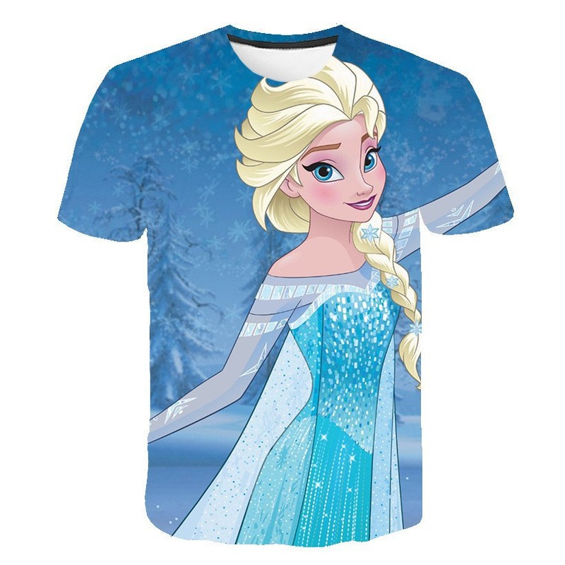 クロスボーダー夏アニメコスプレyアナと雪の女王子供服周辺3dデジタルプリント半袖tシャツ|undefined