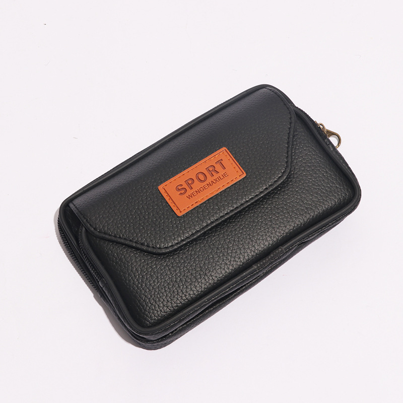 Factory wholesale men's belt mobile phone waist bag horizontal PU leather multifunctional change Leisure mobile phone bag construction site