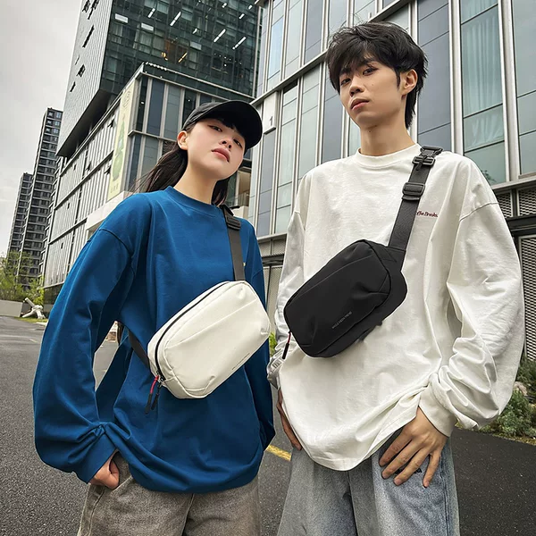 Ins-Style Japanese Crossbody Bag Trendy Workwear Functional Unisex Waterproof Small Square Bag Lightweight Shoulder Bag
