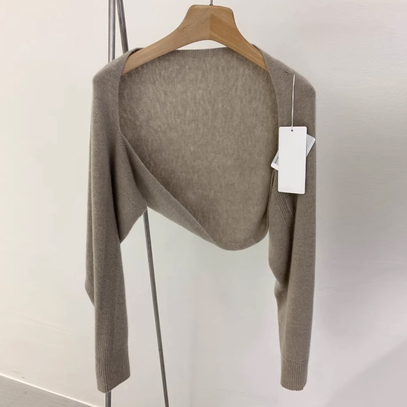 2023 New Autum Korean Women's Fashion Versatile Pure Color Long-Sleeved Knitted Cardigan Thin Sweater Small Outwear