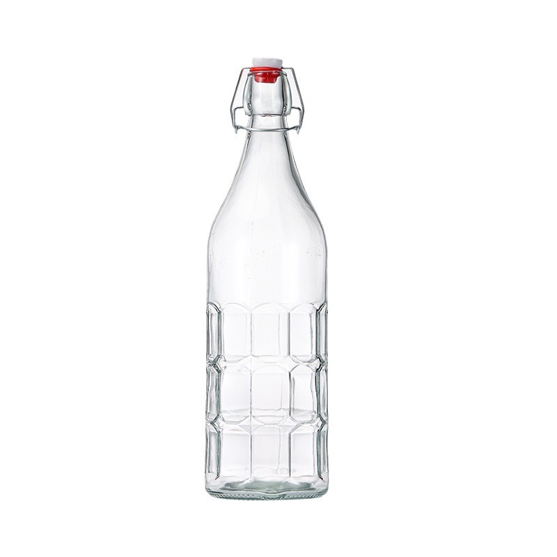 Botella de vino de cierre de vidrio transparente botella de cerveza de enzima botella de vino de hielo botella vacía de vidrio sellado botella de cerveza