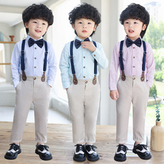 Children's strap pants set autumn and winter for middle and small children kindergarten performance host dress suit for boys performance