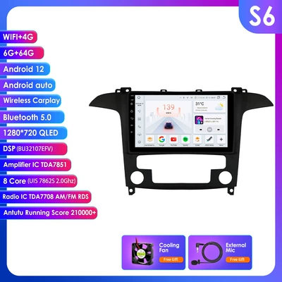 screen Android Smart GPS – DVD Navigation - 6-64g-wifi-4glte-edition-7862-carplay-eight-nuclear-9-inch-for-ford-ford-s-max-2007-2015
