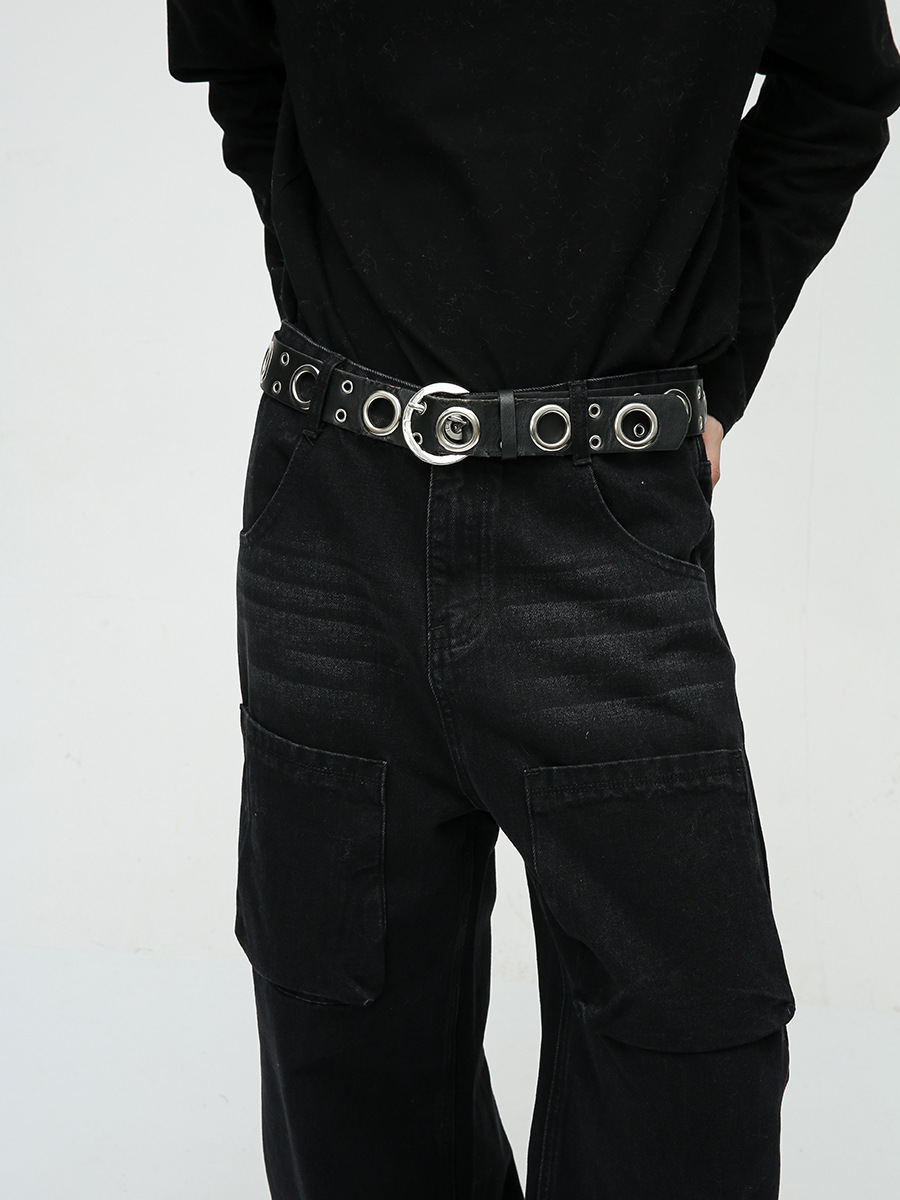 Mtlclothes ropa de Hombre | Four Seasons nueva marca de moda suelta recta pierna ancha diseño deshilachado Jeans para hombres