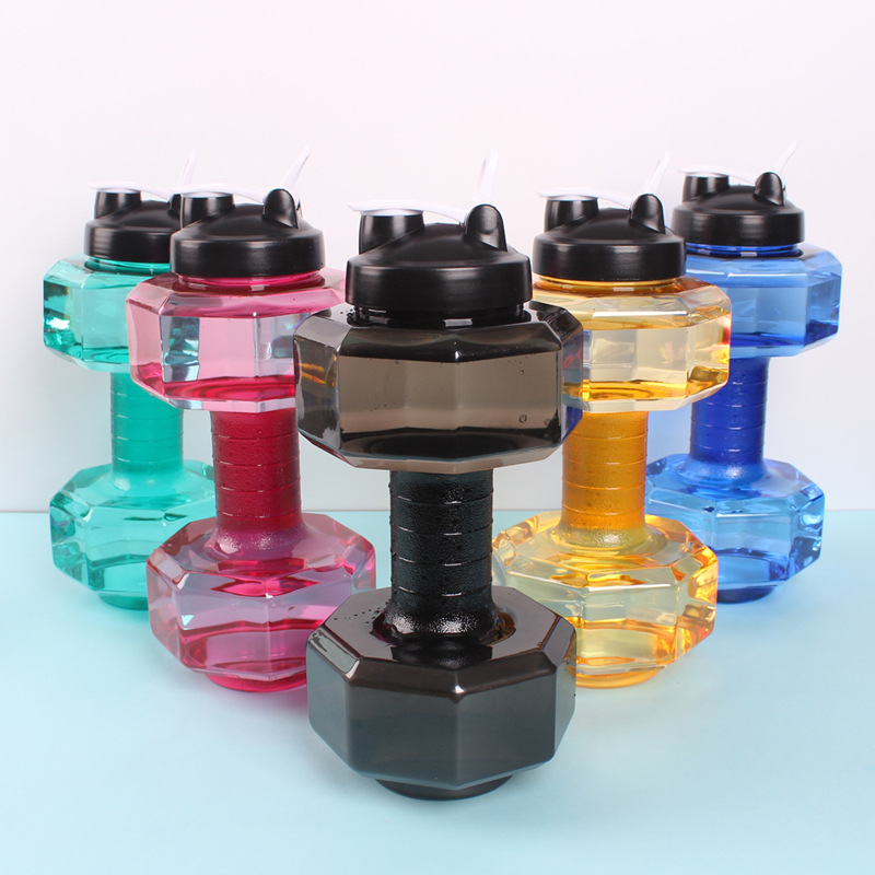 Dumbbell Fitness Creative Outdoor Portable 2.6L Dumbbell Sports Space Cup Direct Drinking Handle Lid Cup